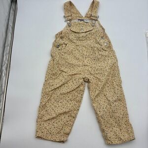 Sprockets Overalls Toddler Girls XS 3T Beige Floral Corduroy Pants 100% Cotton